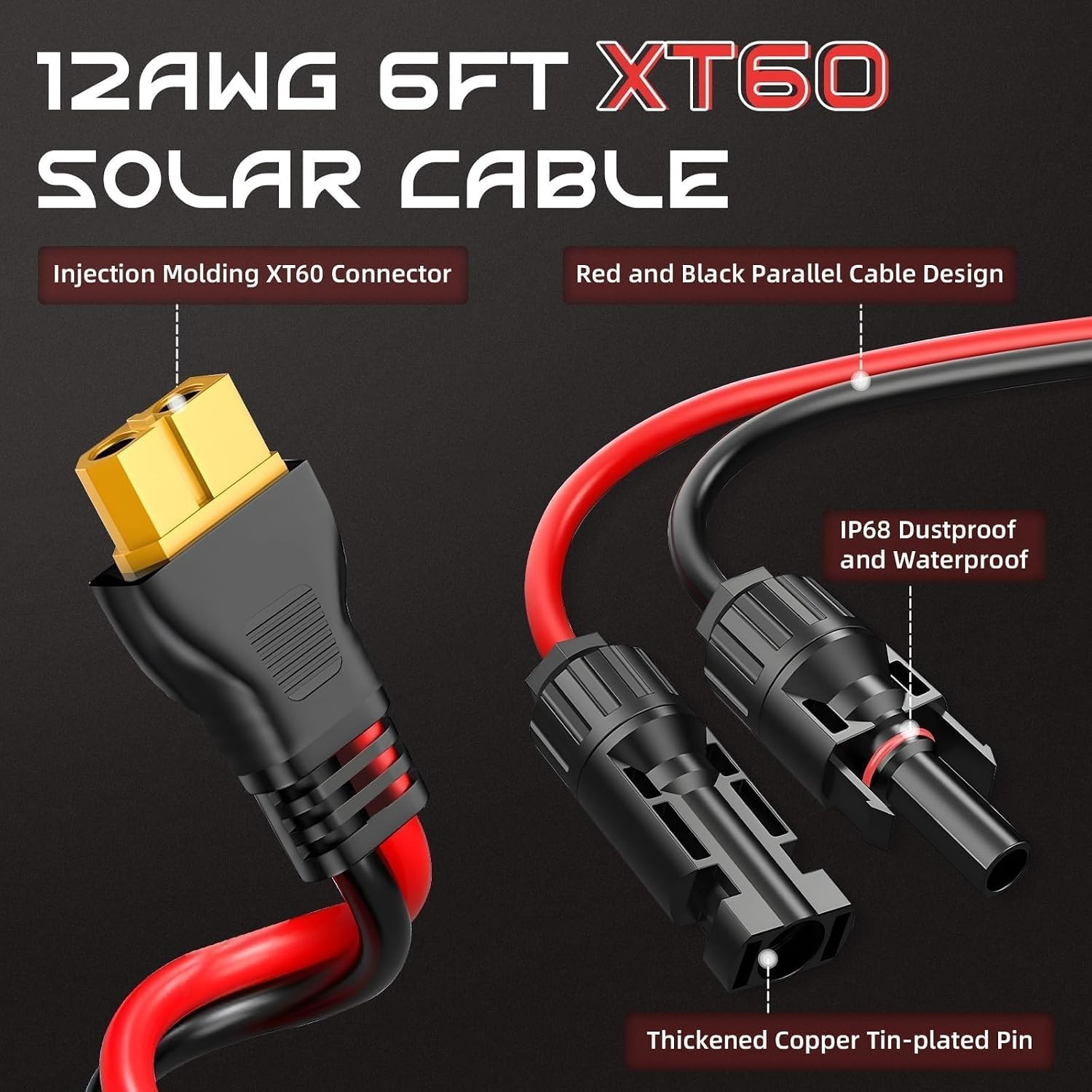 Versatile 6FT XT60 Solar Charging Cable – Easy Installation & High Performance