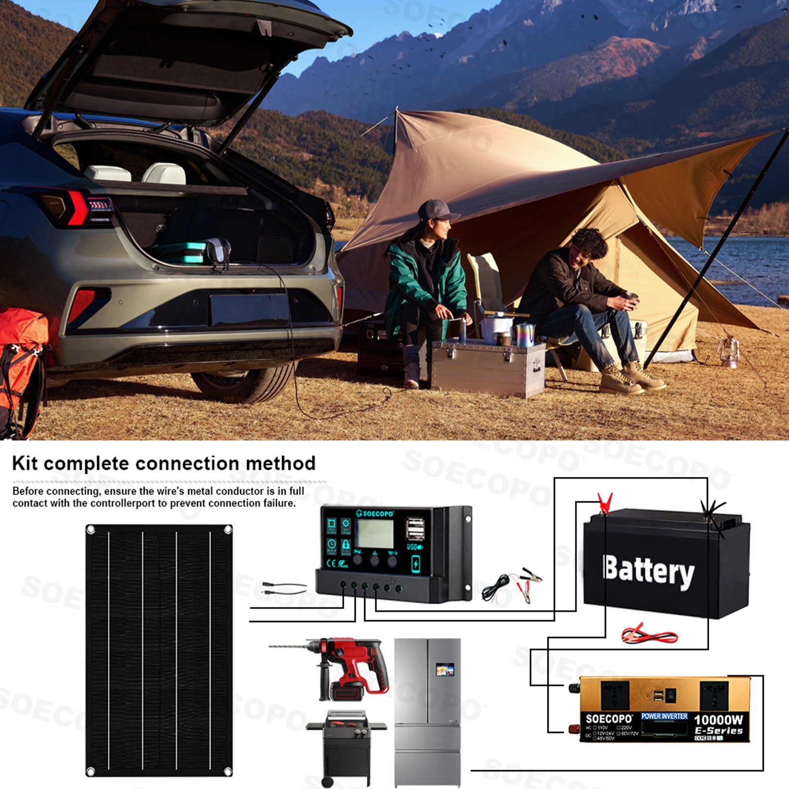 10000W Inverter 800WSolar Panel Solar Power Generator 100A Home 110V Grid SystM5