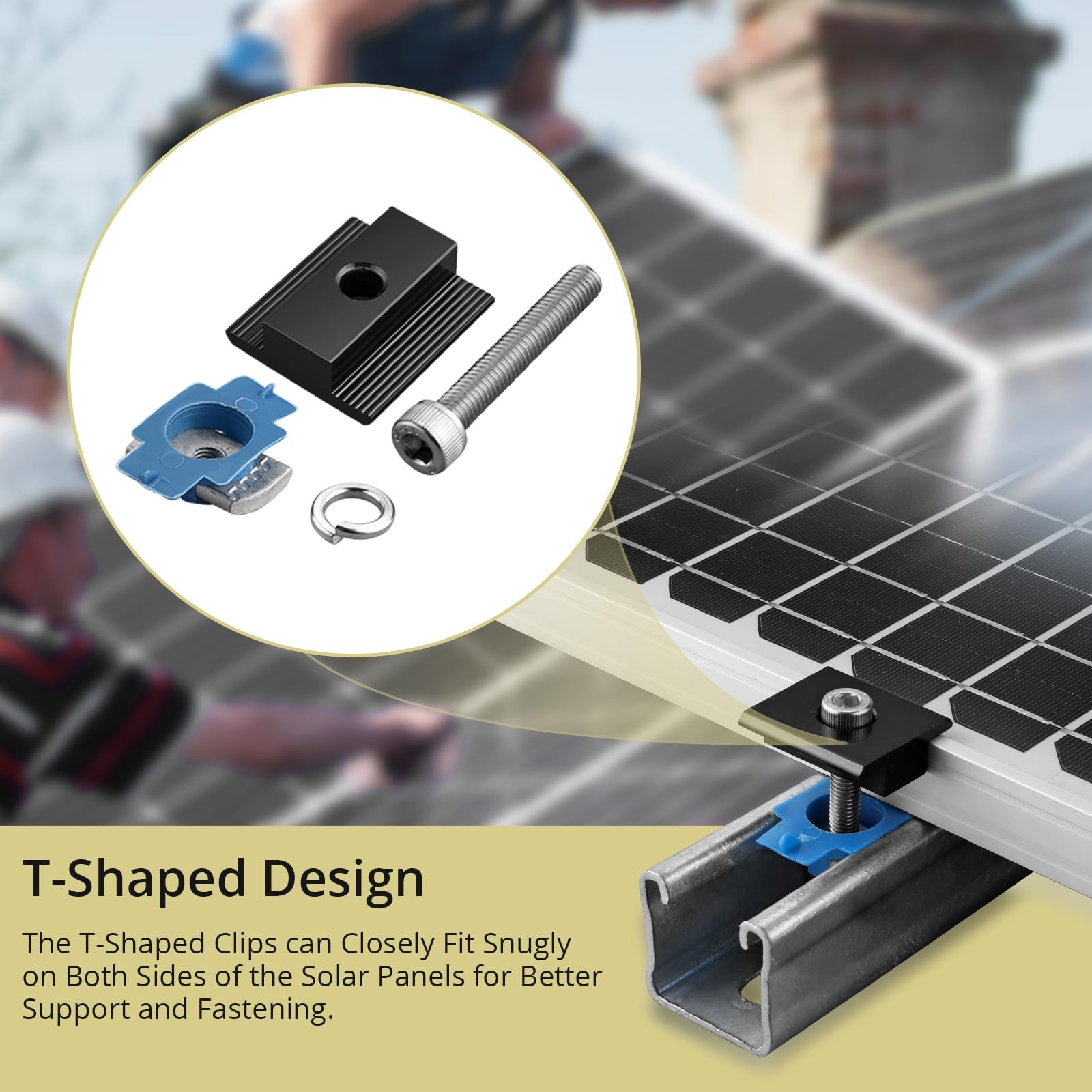 20pcs Solar Panels Mid Clamps for Unistrut, Aluminium 30mm/35mm Solar Panel B…