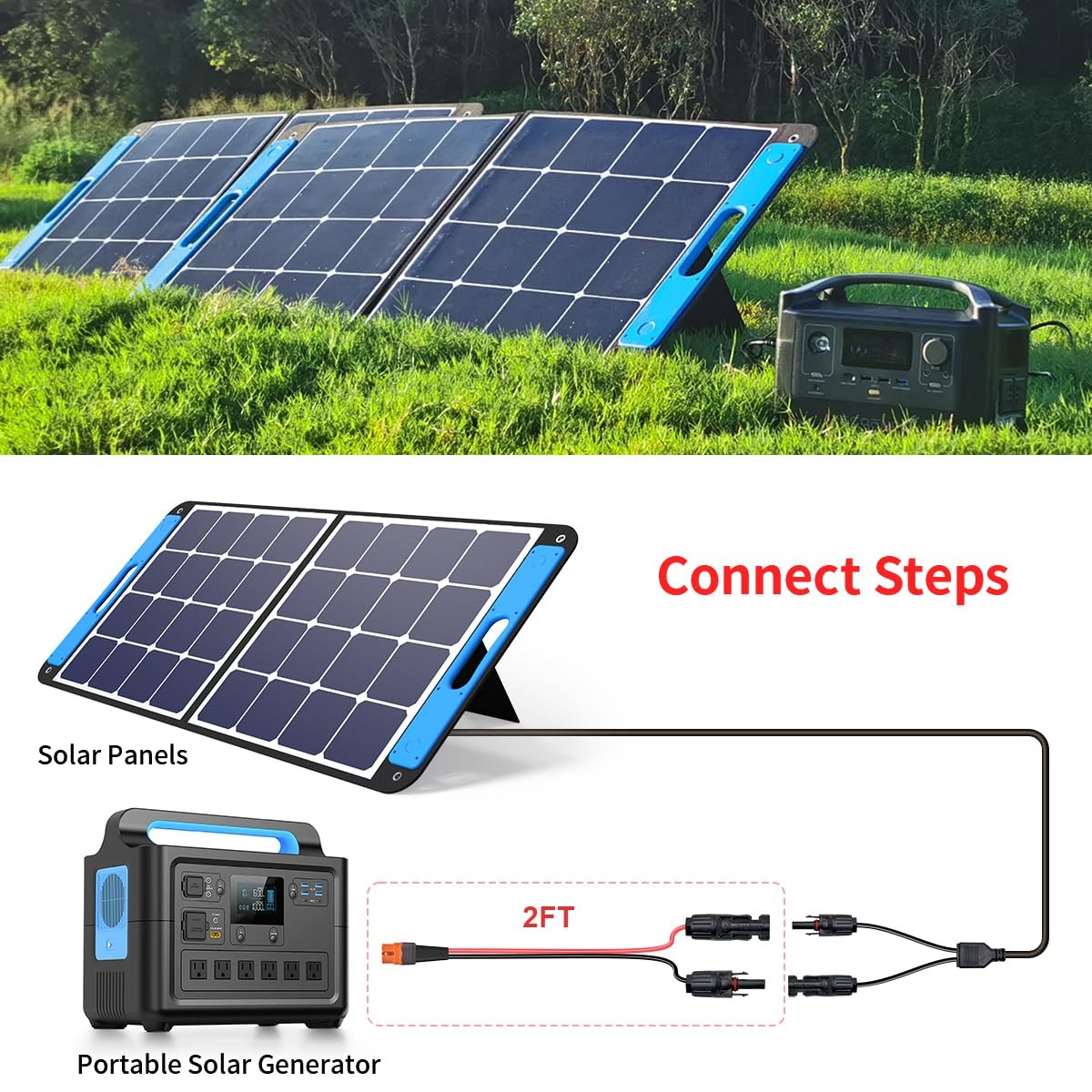 10AWG 2FT Solar to XT60i Cable 2 10 25 35 50 75 100FT Solar Connector to XT60i