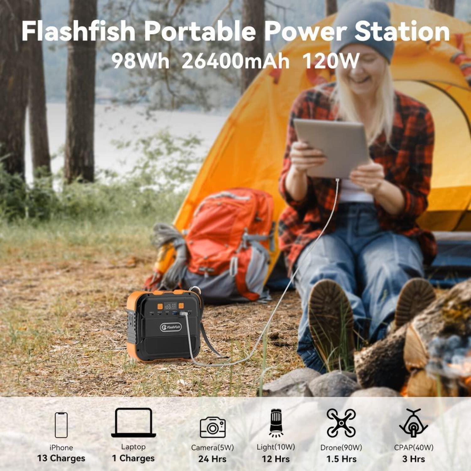 Portable Power Station Mini Solar Generator 98Wh 26400mAh Lithium Battery 110V