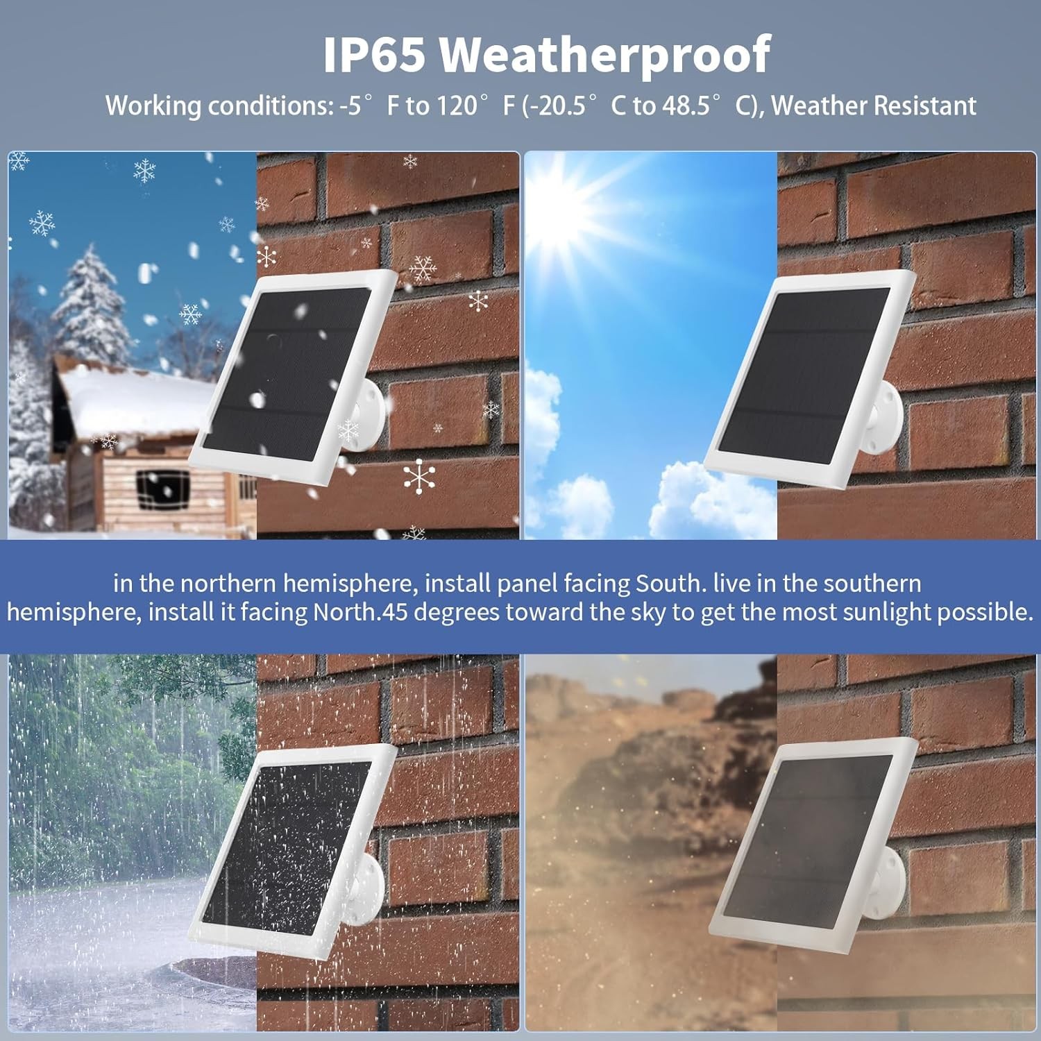 2 Pack 5W Solar Panel for Battery Security Camera 10FT Cable USB-C DC