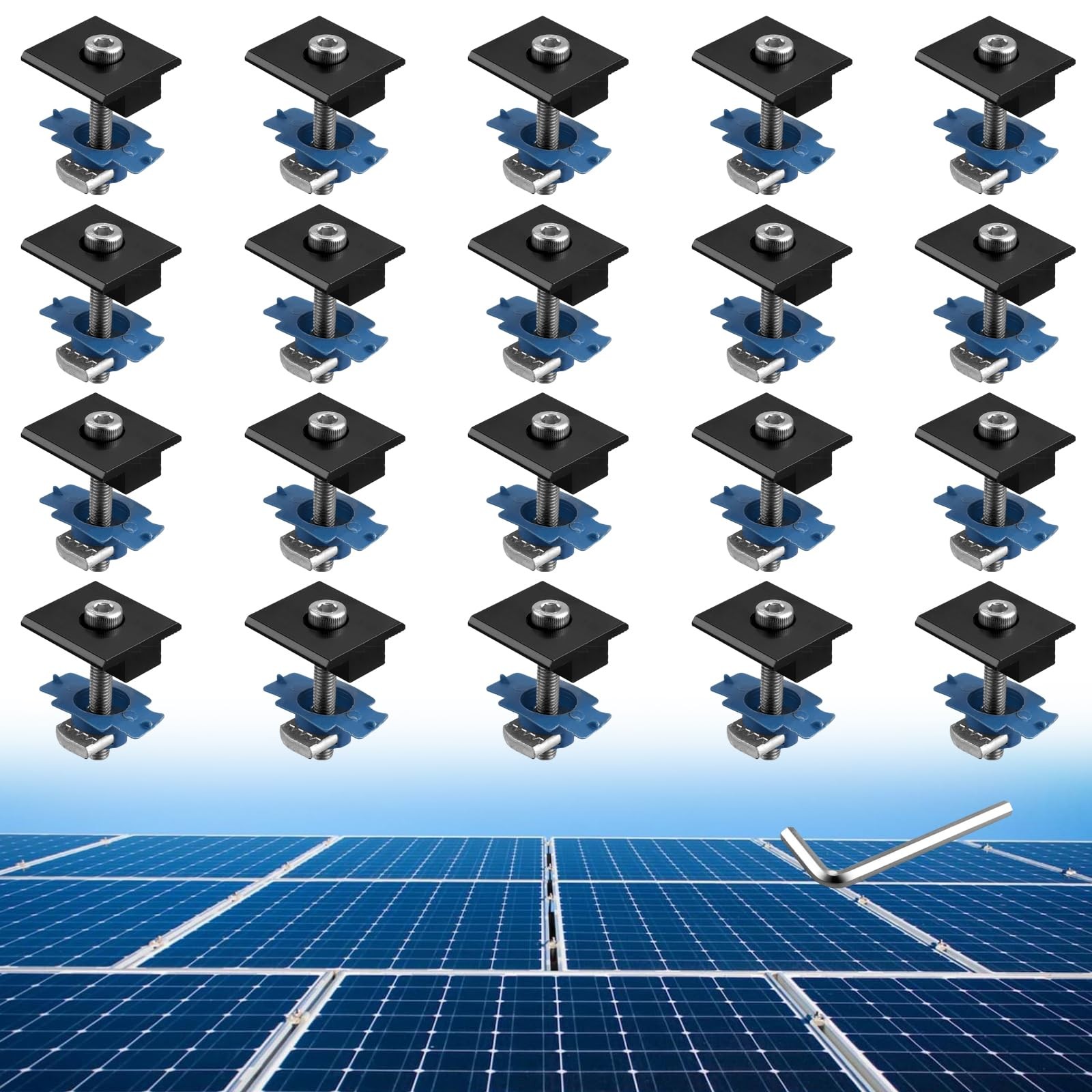 20pcs Solar Panels Mid Clamps for Unistrut, Aluminium 30mm/35mm Solar Panel B…