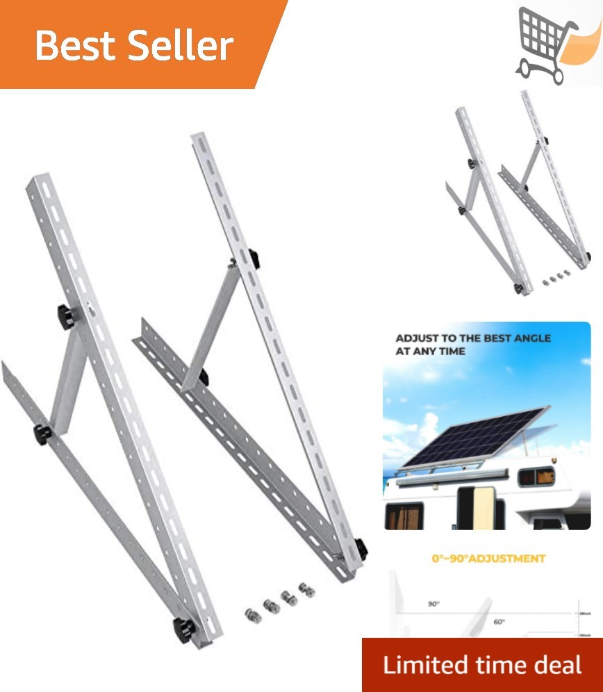 28in Aluminum Solar Panel Mounting Brackets Adjustable Tilt Legs Support Up t…