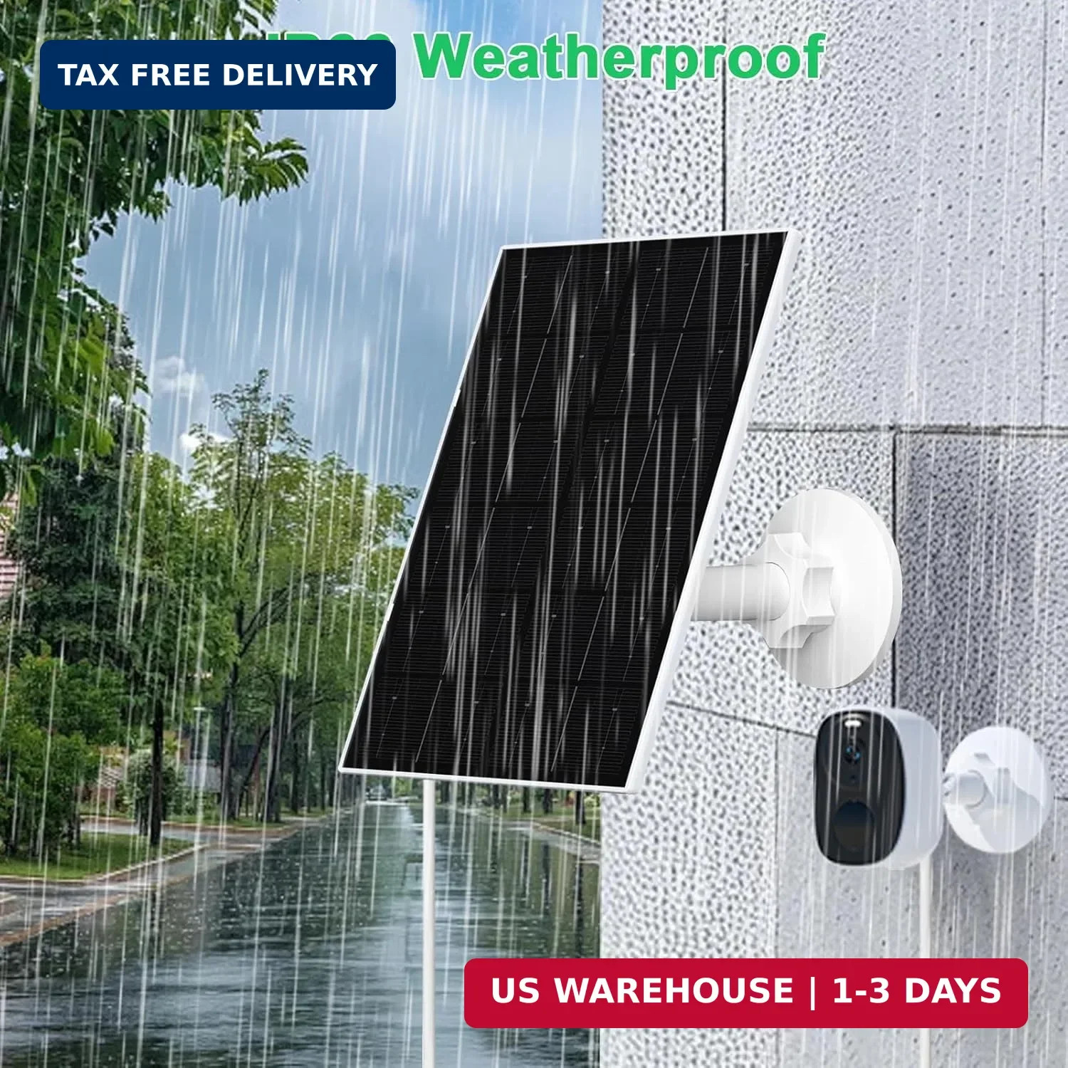 FUTUREZEN 4W Solar Panel for Security Camera, Type-C/Micro USB Solar Charger for