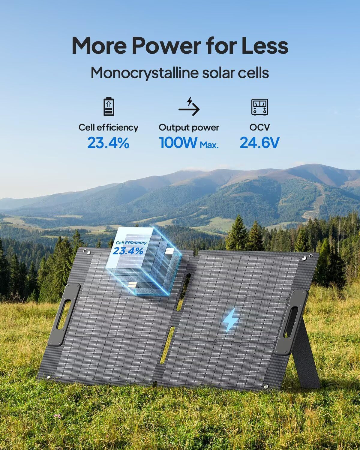 BLUETTI 100W Solar Panel (2025 New) for Solar Generator EB3A AC2A AC50B AC70 AC1