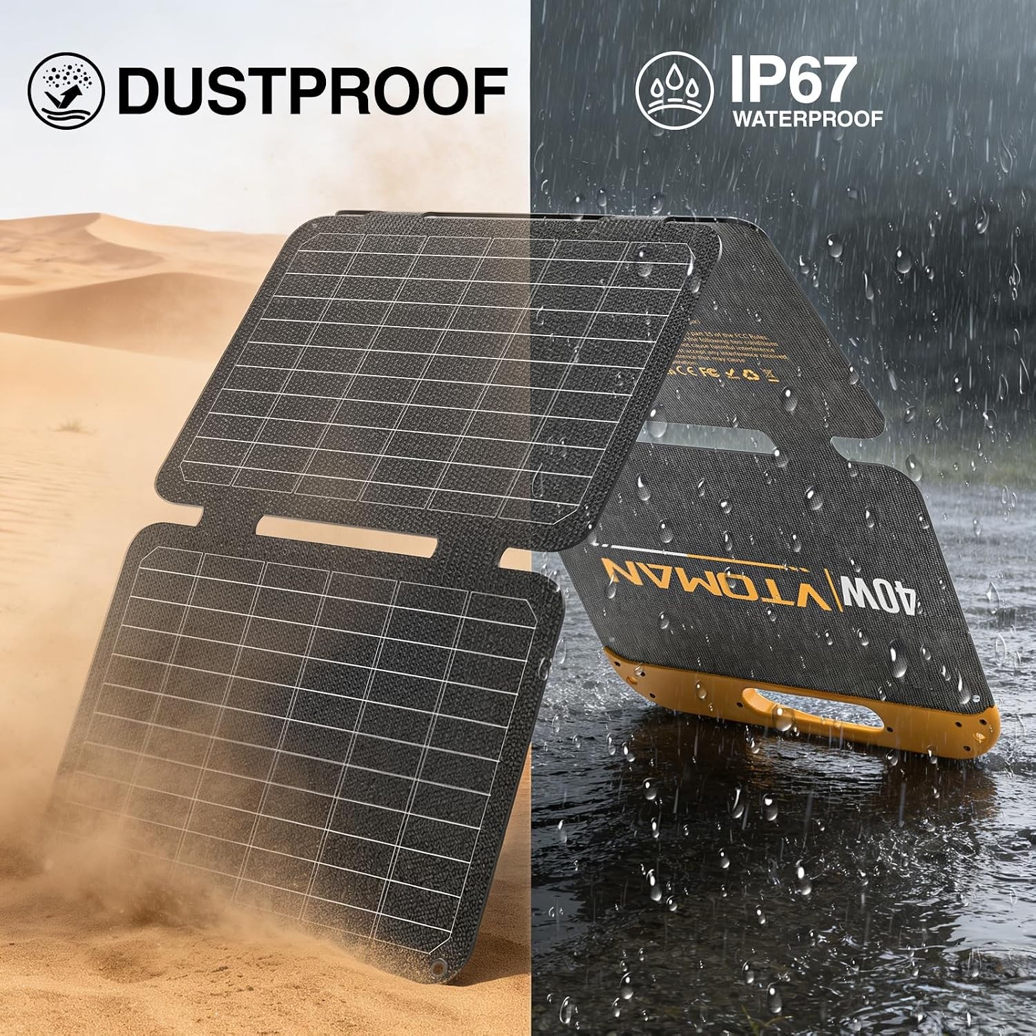 VTOMAN VS40 Portable Solar Panel 40W 13.9V, 25% High Efficiency Foldable Solar