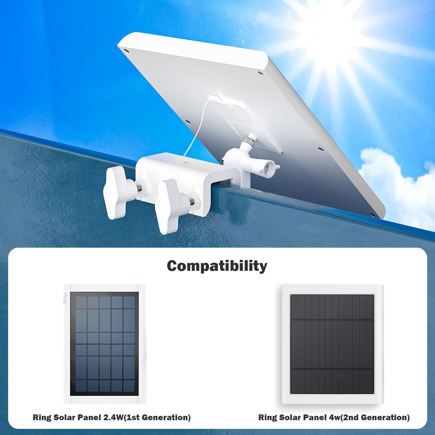 2 Pack 360° Adjustable Solar Panel Gutter Mount for Maximum Sunlight Exposure
