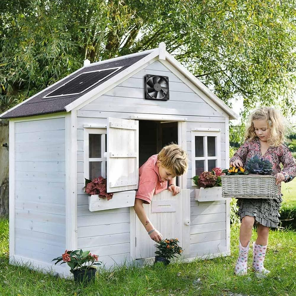 Eco-Friendly 12W Solar Panel Fan Kit for Livestock and Garden Ventilation