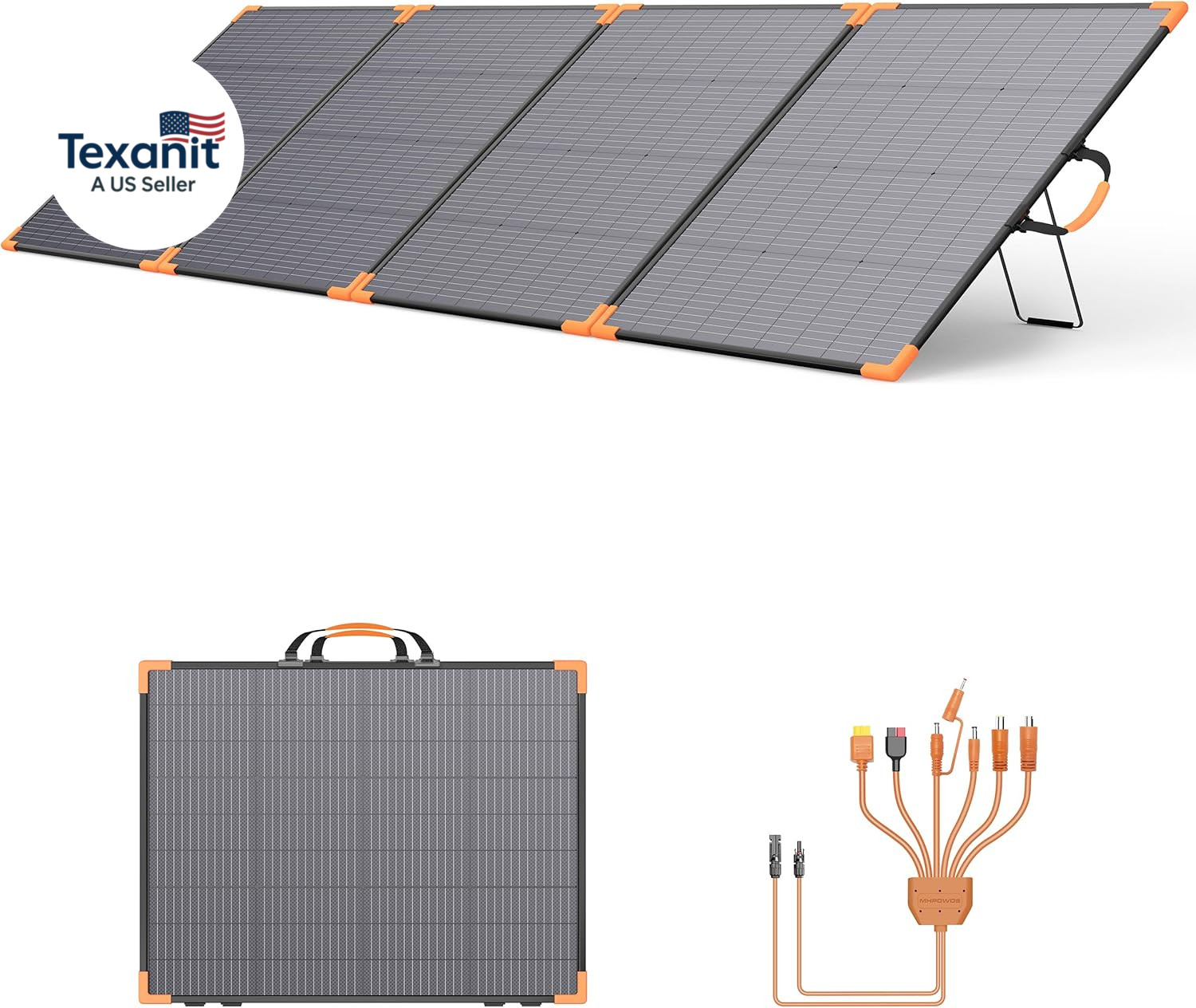 400W Bifacial Portable Solar Panel, 33V Lightweight Foldable Solar Charger for P