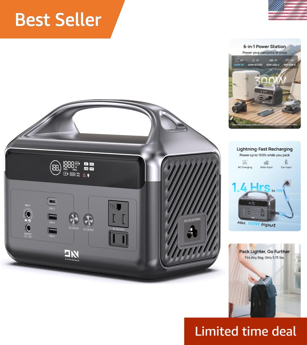 Portable Power Station, 192Wh LiFePO4 Battery Backup Solar Generator with w/2…