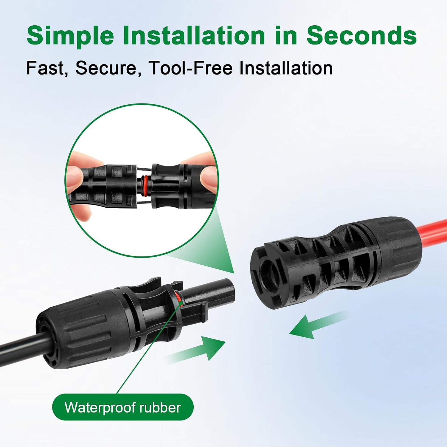 Solar Extension Cable 8AWG, 30FT Red & Black Solar Panel Wire