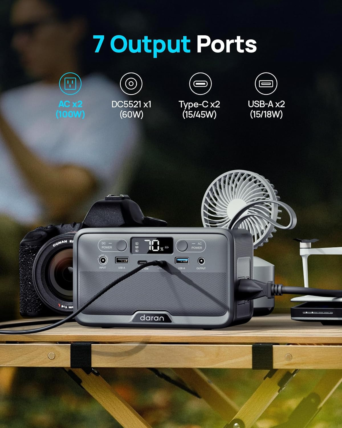 Portable Power Station 100W,89.6Wh Lifepo4 Battery,2.54Lb Solar Generator with U