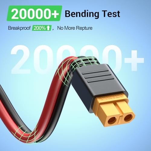 Solar Connector to XT60 Adapter 50FT1-5.24M 12AWG 12AWG Red and Black
