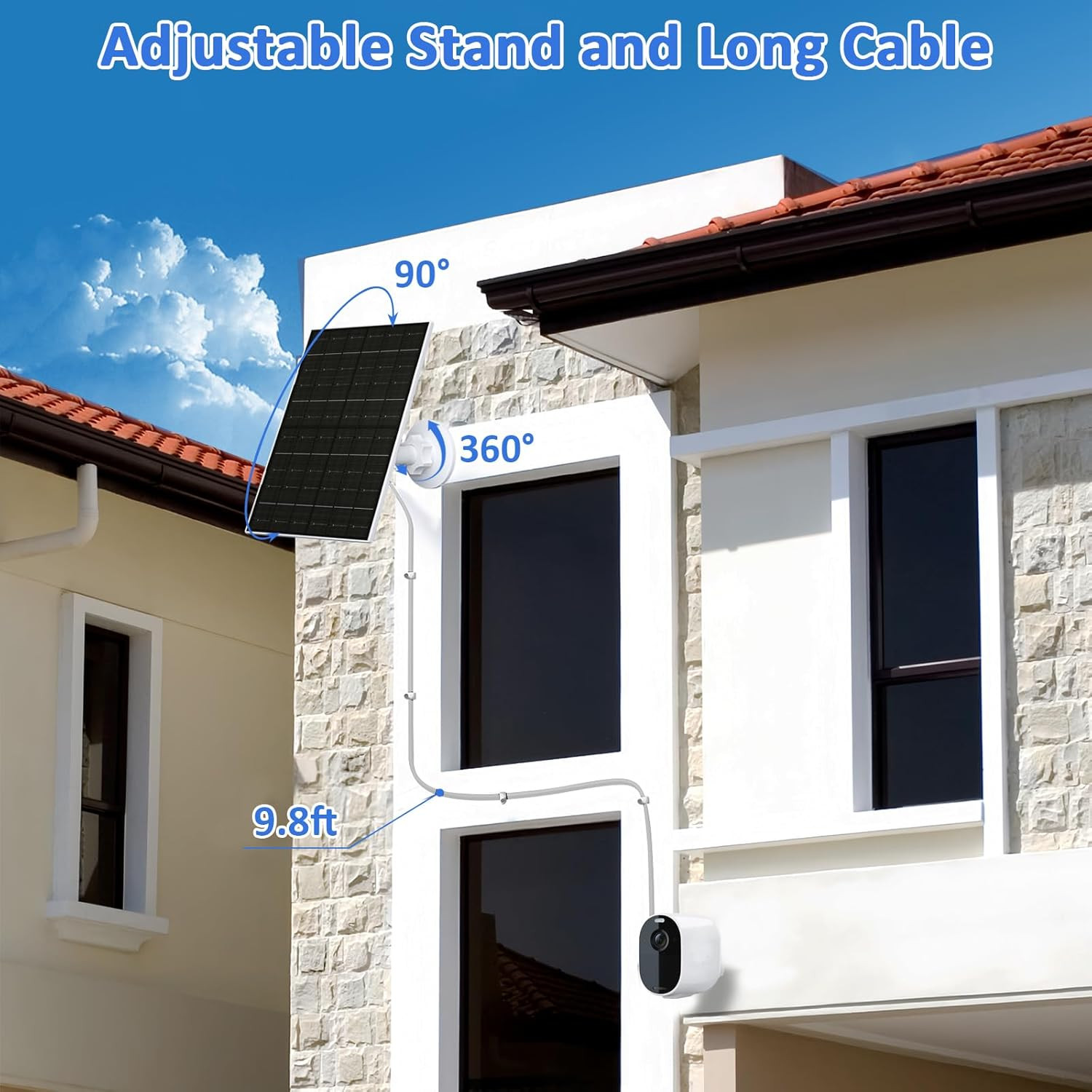 6W Solar Panel for Arlo Camera, Solar Charger Compatible with Arlo Essential 2K