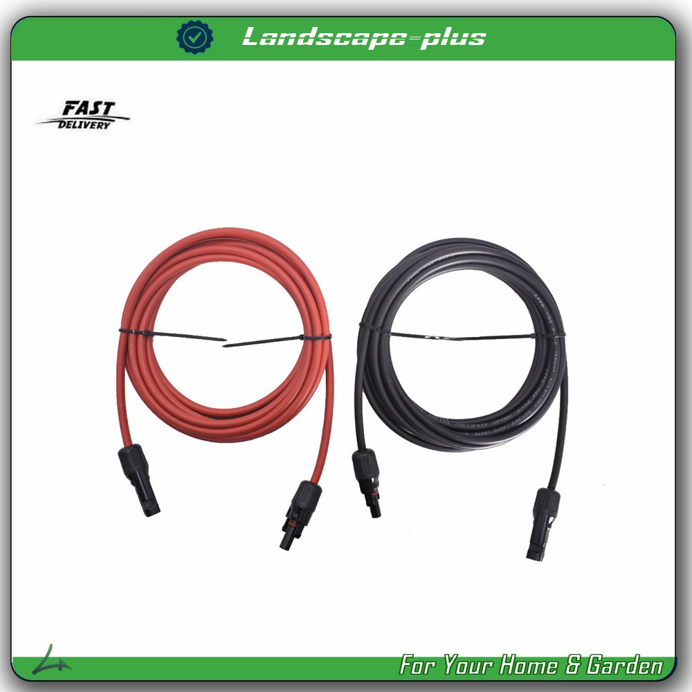 Solar Panel Extension Cable Wire Connector 1 Pair Black + Red10 AWG 15ft