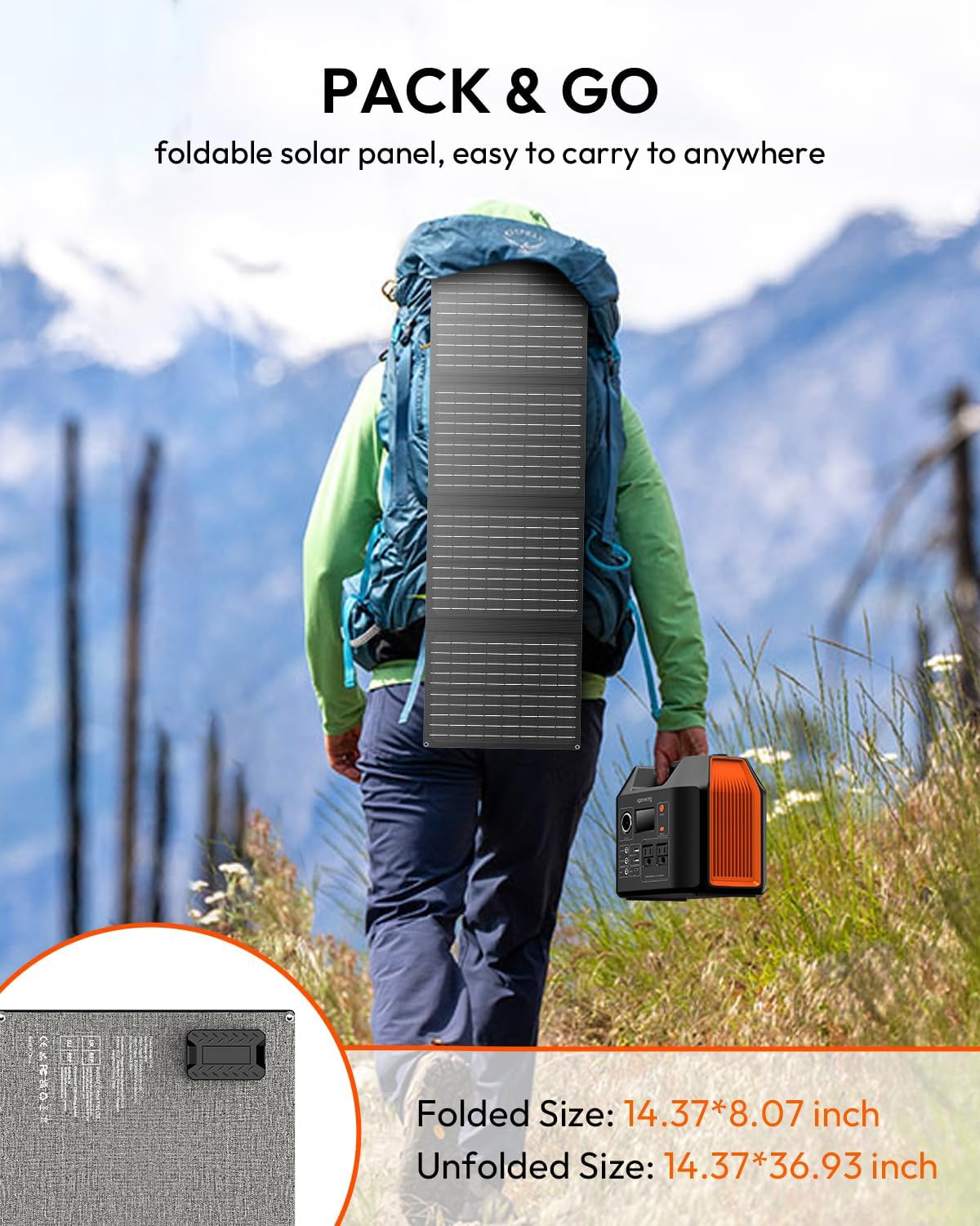Solar Powered Generator, 300W Portable Power Station with Solar Panel 40W Includ