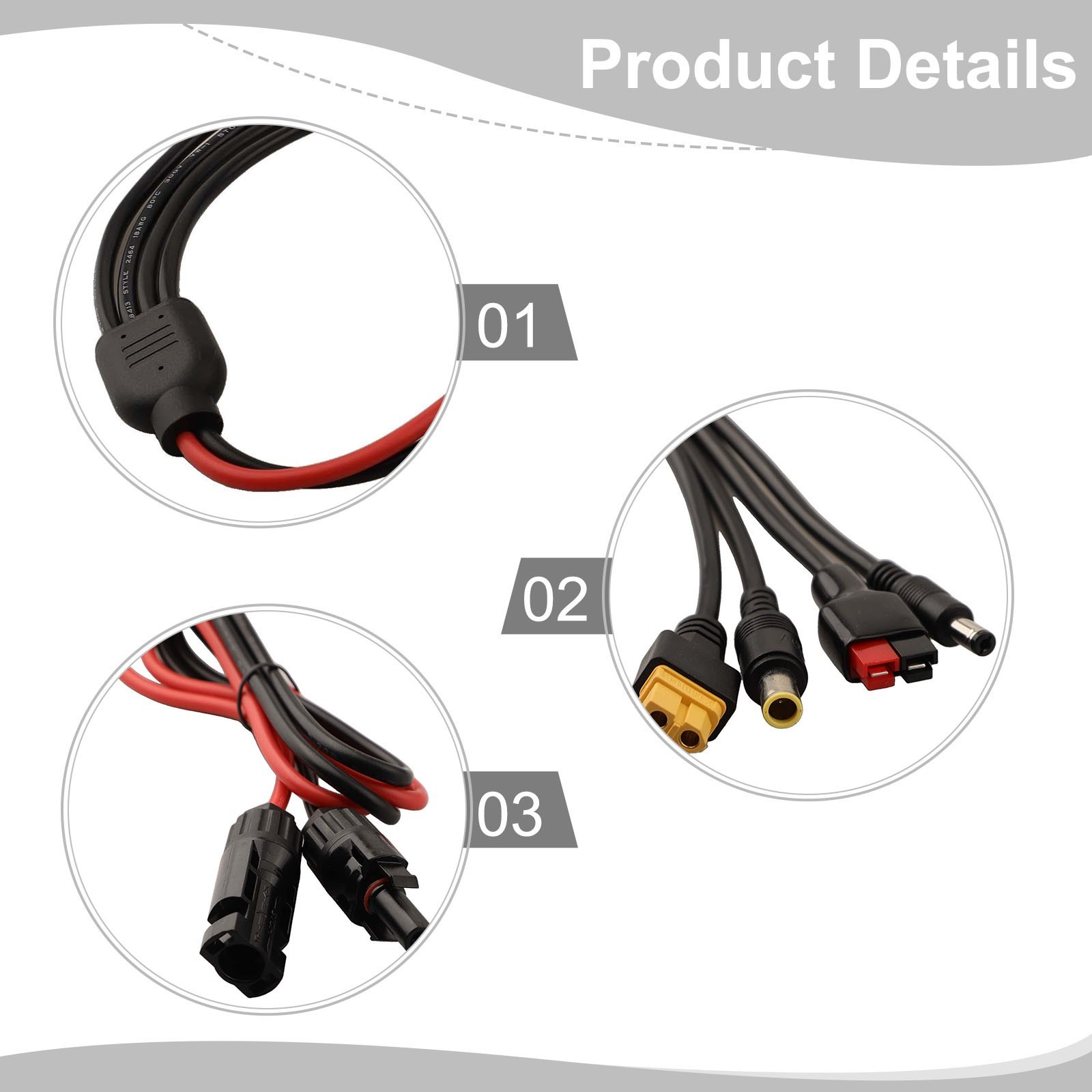 Solar Adapter Kit Power Station Adapter 12AWG-18AWG Wires 140W18V Compatibility