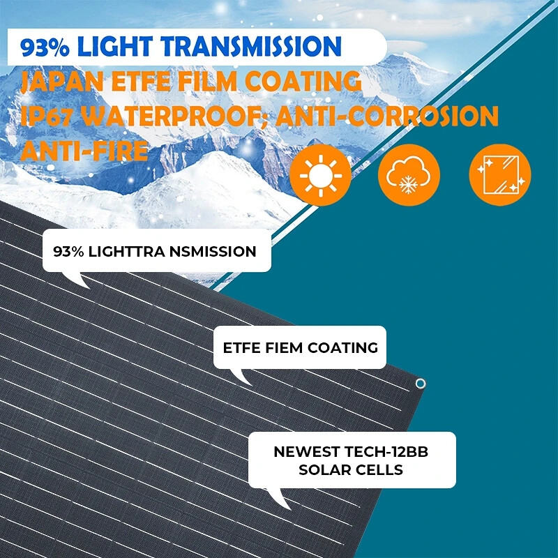 300W 12V Flexible Solar Panel Monocrystalline RV Boat Marine Off Grid Charger