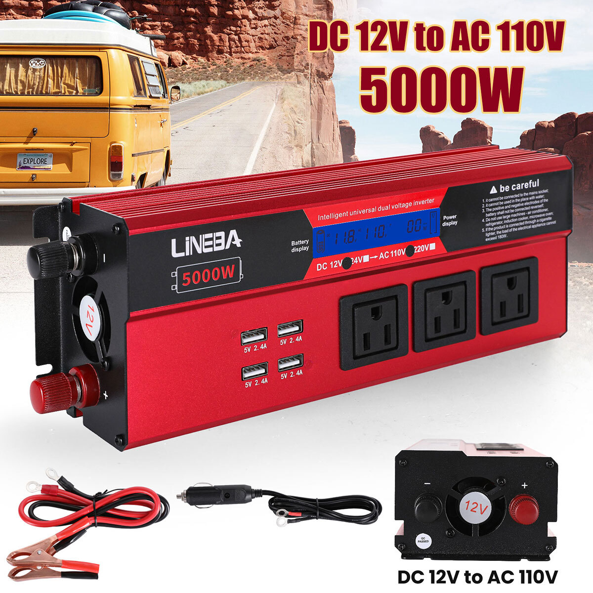100W 200W 12V Complete Solar Power Kit Solar Panels Battery Controller Inverter