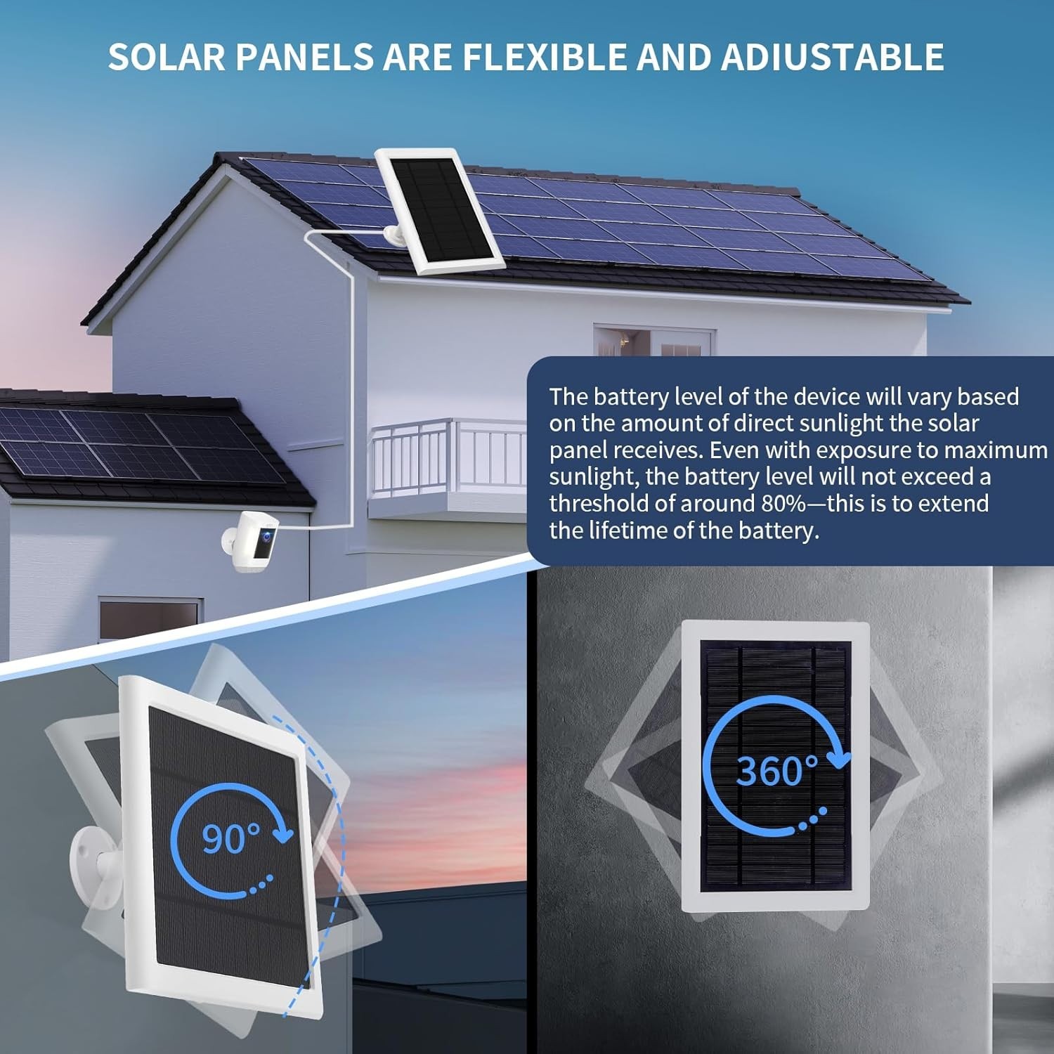 Solar Panel for Ring Camera Outdoor, 1 Pack 5W Solar Charger Compatible with Rin