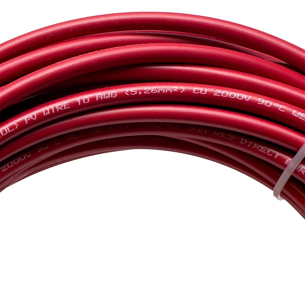 100′ 10AWG RED & Black Solar Panel Wires 2000V UL 4703 Copper Made in USA