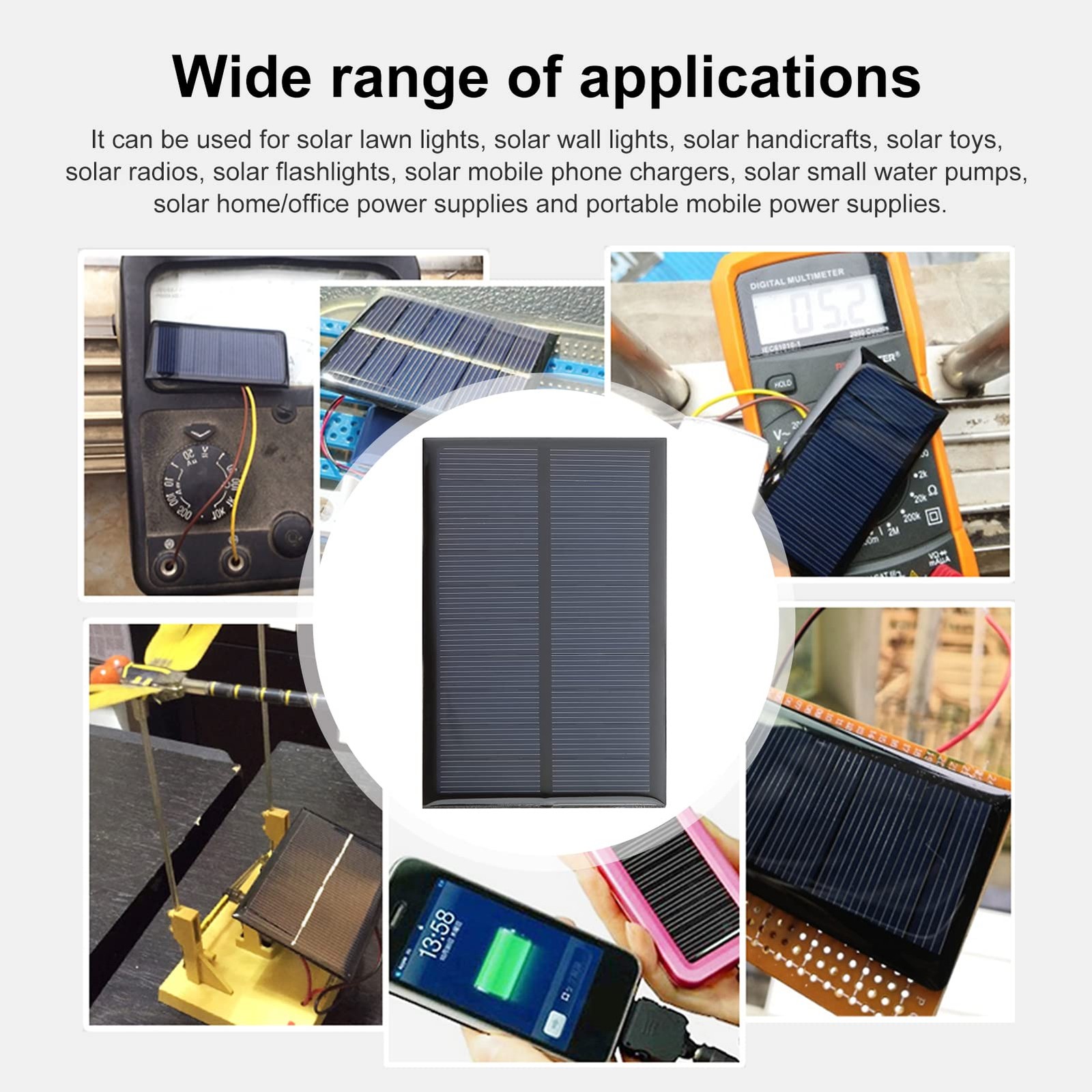 5PCS Micro Solar Panels Kit, 5V 200mA Photovoltaic Cells, 110mm x 60mm