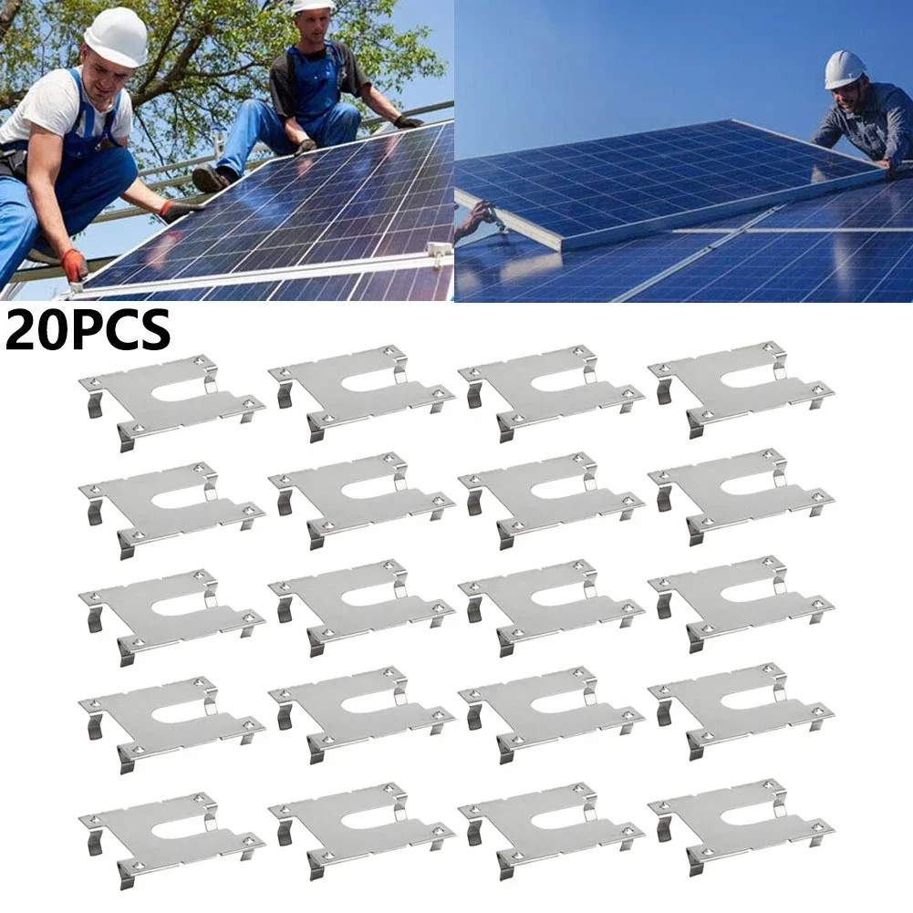 20Pcs Earth Plate Grounding Clip Solar Panels PV Roof Fitting Grounding Washer L