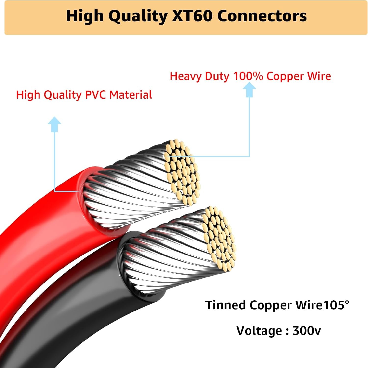 MC4 to Xt60 16FT Xt60 Connector Solar Charge Cable 12AWG Pure Copper Solar NEW