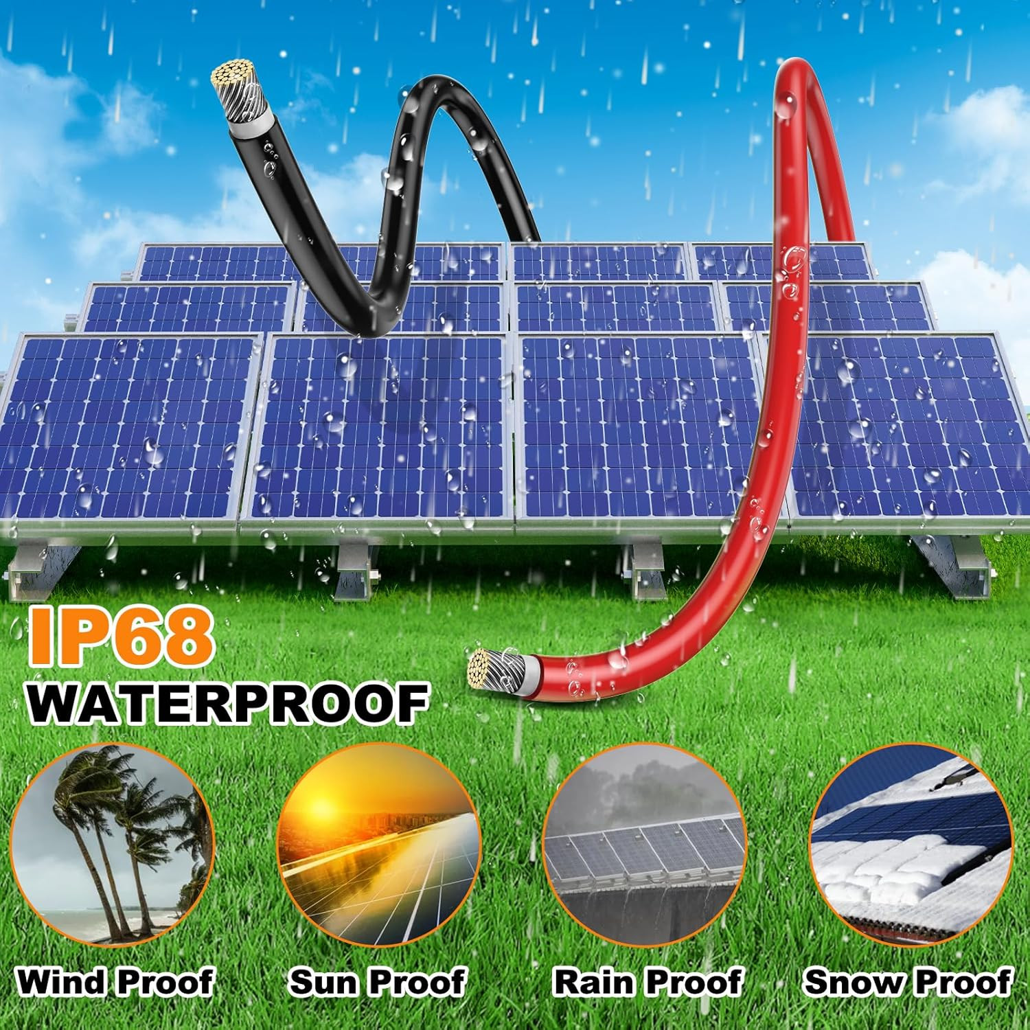 Oududianzi 2X150 Feet Solar Panel Wire, 10AWG Solar Wire H1Z2Z2-K Tinned Copper