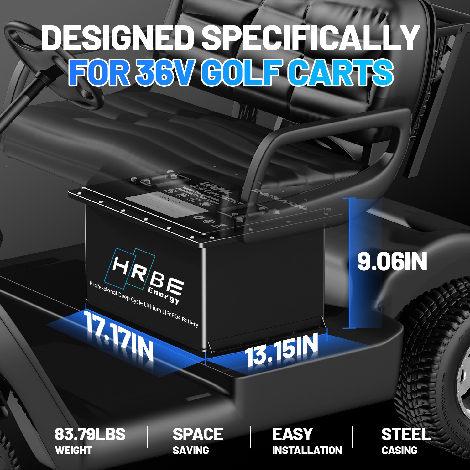 36V 105Ah Golf Cart LiFePO4 Lithium Battery 200A BMS A+Cells with 20A Charger