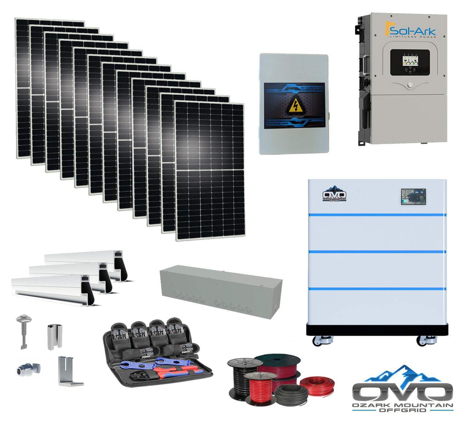 6KW Complete Offgrid Solar Kit – 15K Sol-Ark Inverter + 15.36KW OMO Stack Lithiu