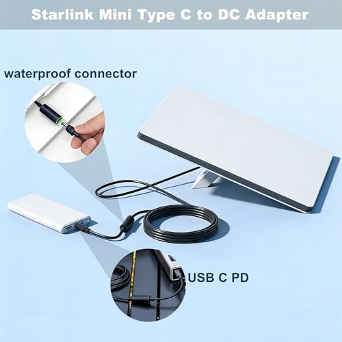 Starlink Mini DC Extension Cable, USB C Type-C to DC Power Adapter for