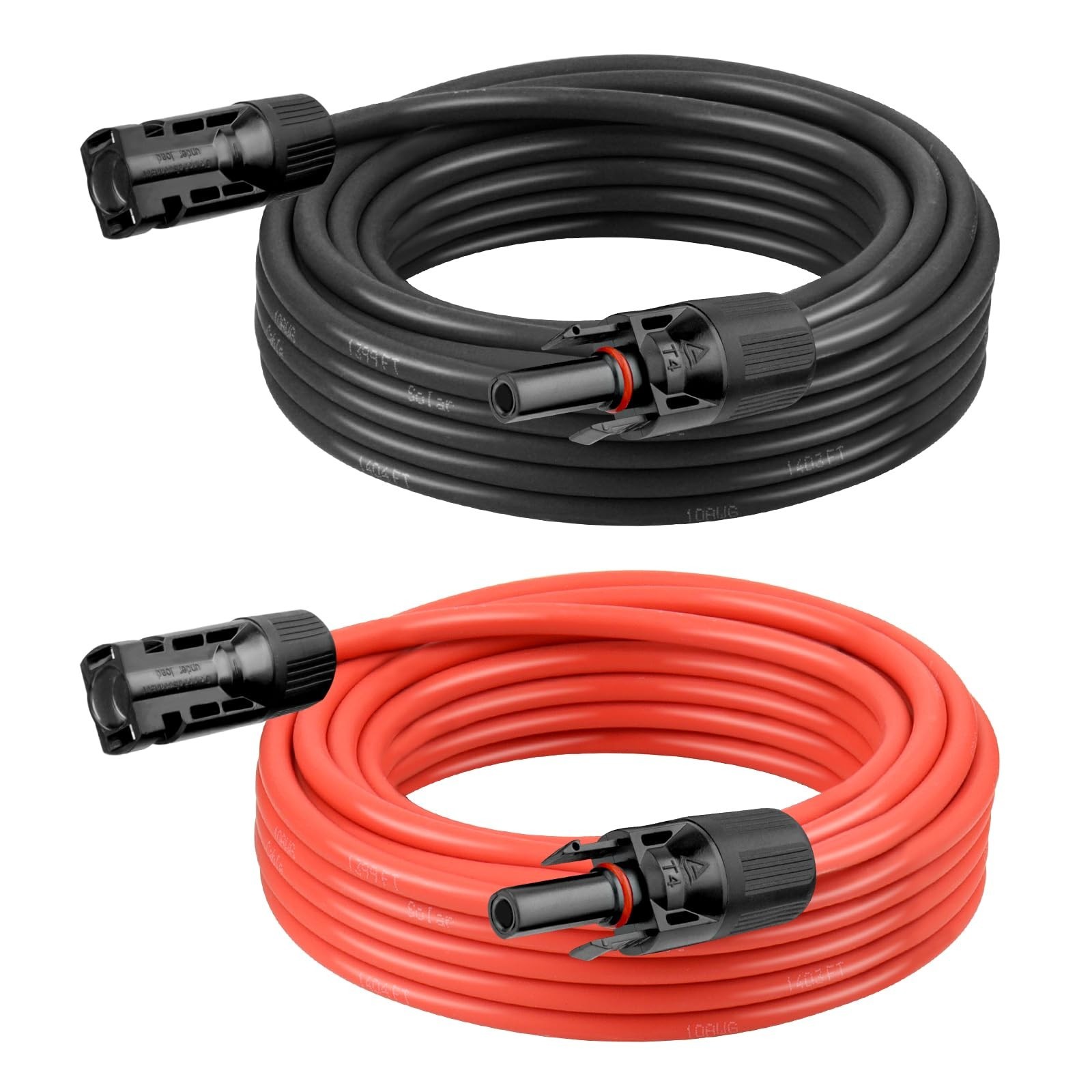 10 AWG Solar Extension Cable 40FT (20FT Black + 20FT Red) for Solar Panels, RVs,