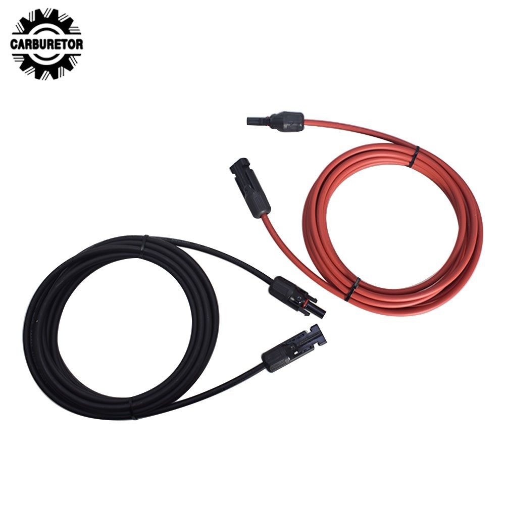 Black And Red Solar Panel Extension Cable Wire Connector 12AWG 1 Pair 10FT