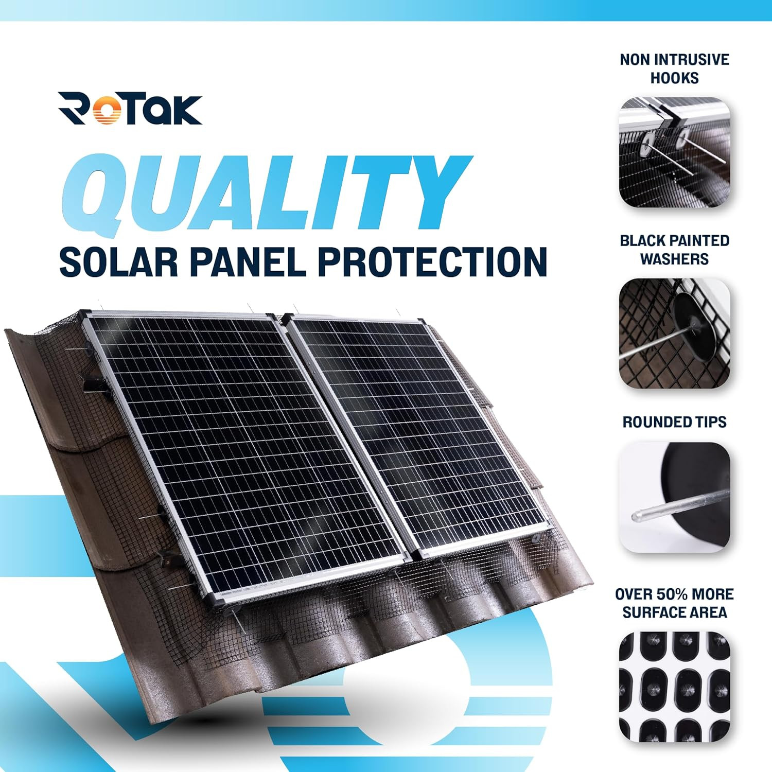 Critter Guard – 6In X 100Ft Solar Panel Bird Guard – Galvanized Black PVC Coated