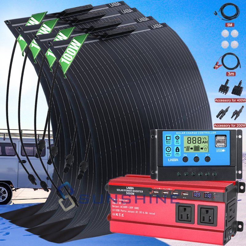 400W Solar Panel Mono Battery Charger inverter For RV boat Caravan Roof Off-grid