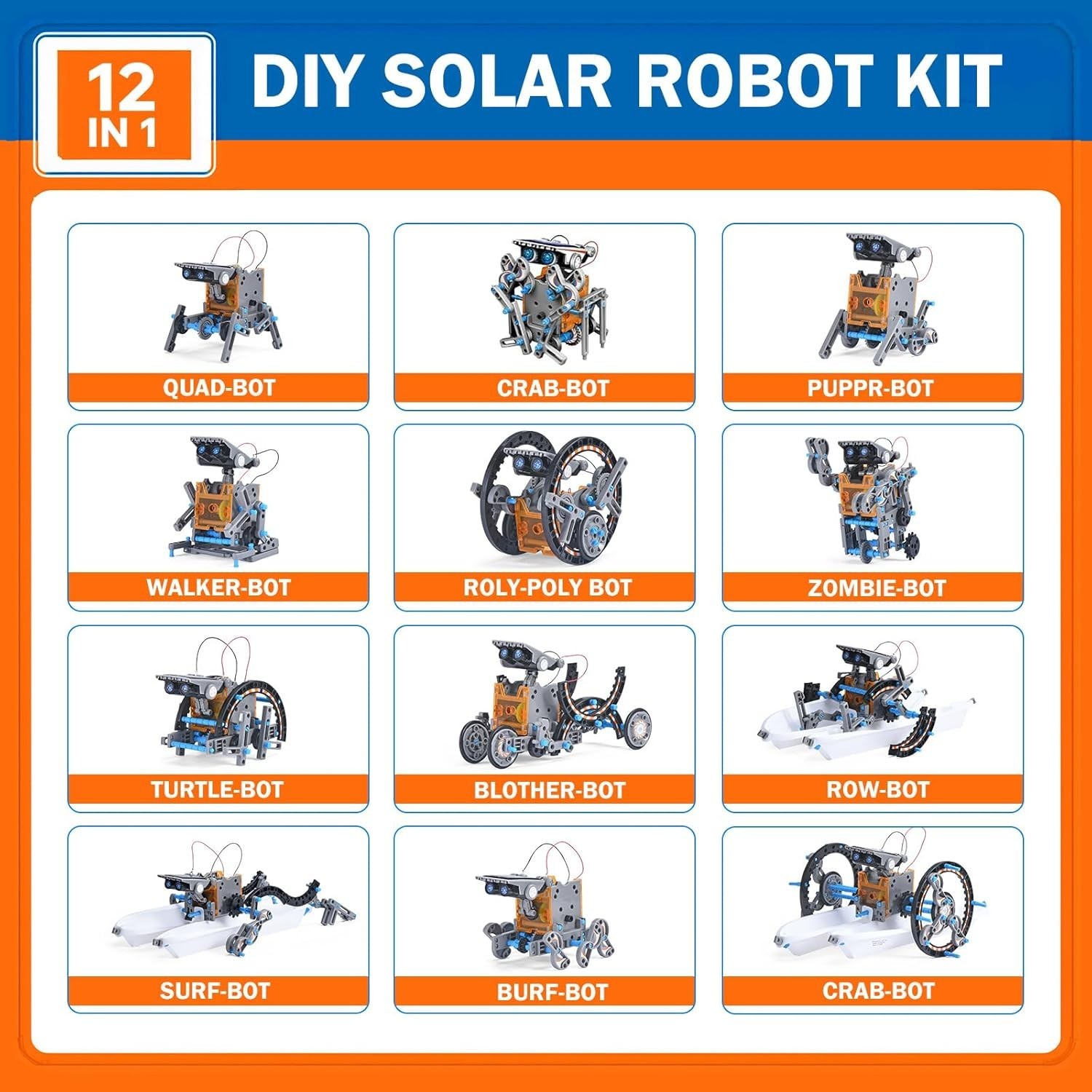 12-in-1 Solar Robot Kit for Kids Age 8-12 STEM Educational Science Building