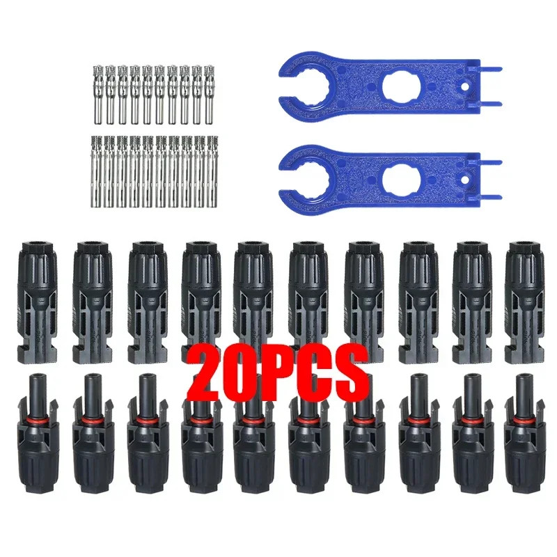 10/20/60/100PCS Photovoltaic ConnectorsSolar Cable Connectors, IP67 Waterproof A