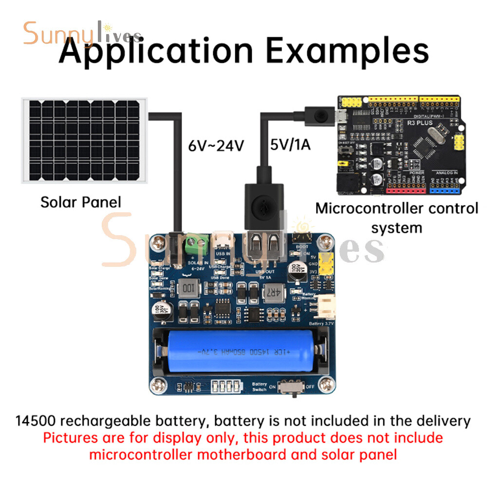 6V~24V Solar Panel Power Management Module Support MPPT 850mAh Li-ion Battery
