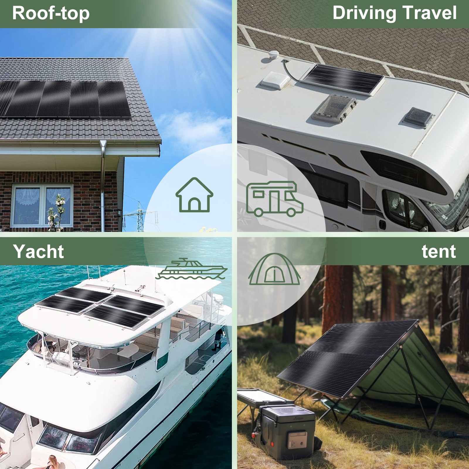 200W High Efficiency Solar Panel Mono Home RV Rooftop Camping Off-Grid US New