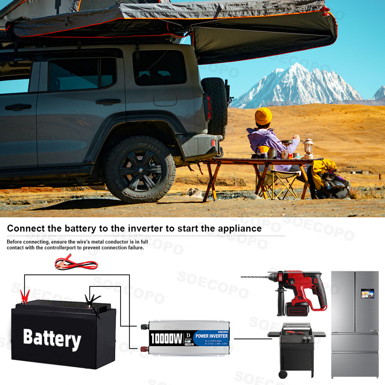 10000W Power Inverter Solar Generator W/200W Solar Panel Home Complete Kits