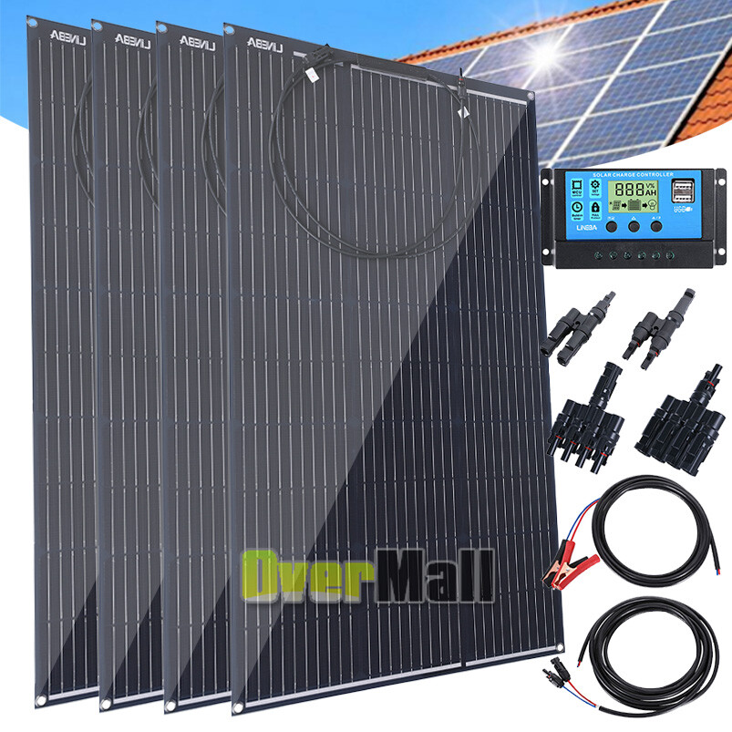 400W Monocrystalline Solar Panel Kit 12V Charging RV Camping Home Off-Grid Boat