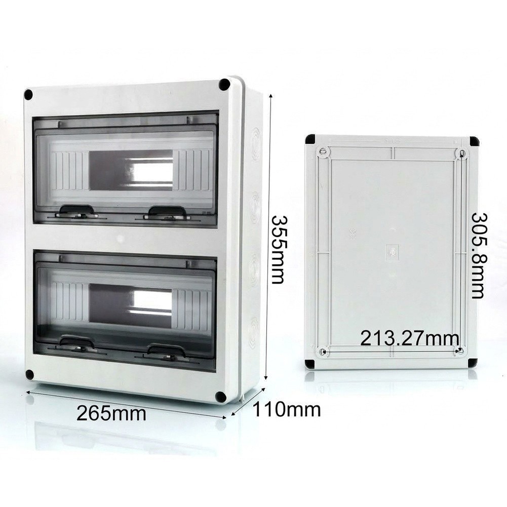 Waterproof Distribution Box 12 to 24 Circuits Flame Retardant PC Panel ABS
