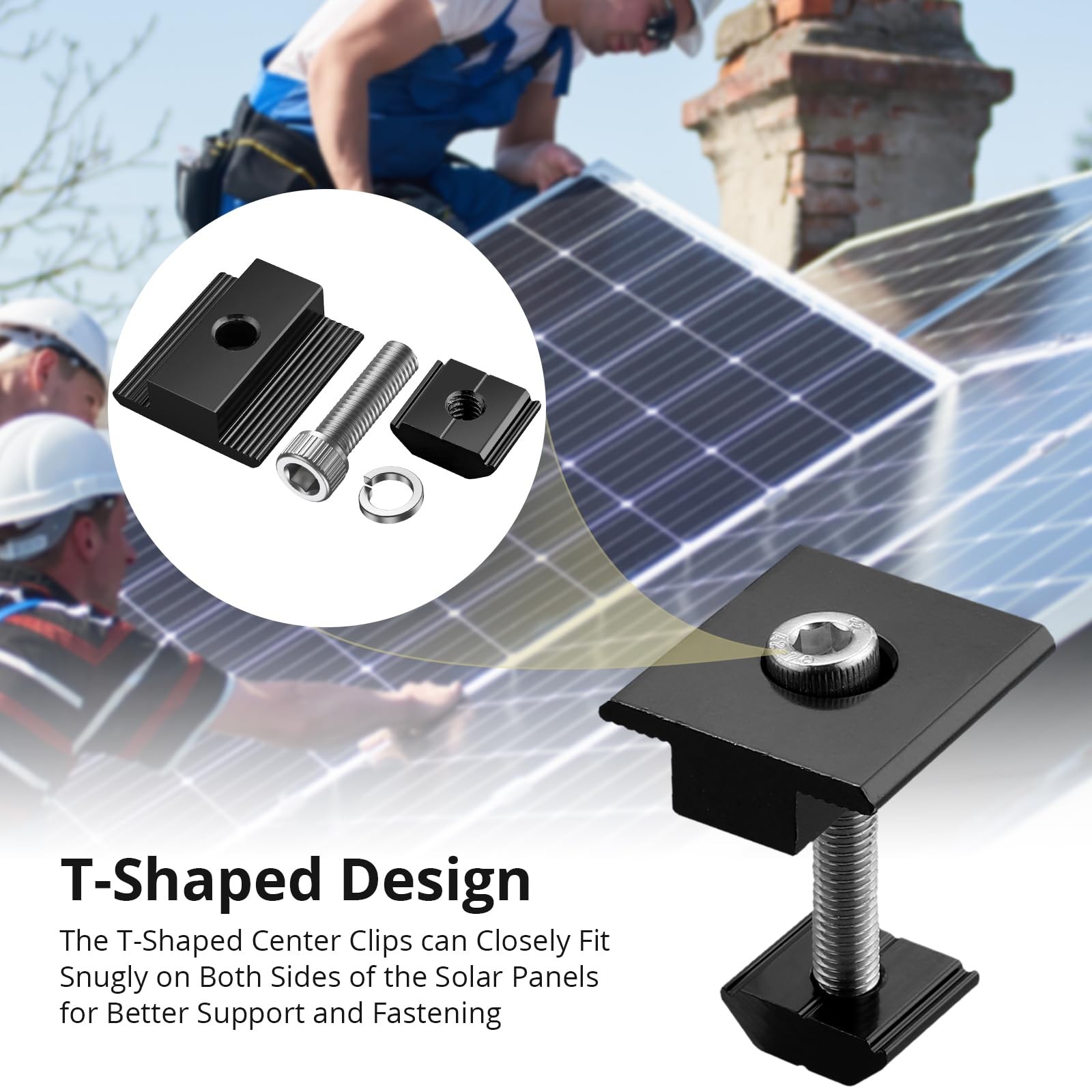 Solar Panel Mounting Brackets 10 PCS – T-Shaped Mid End Clamps for Roofs