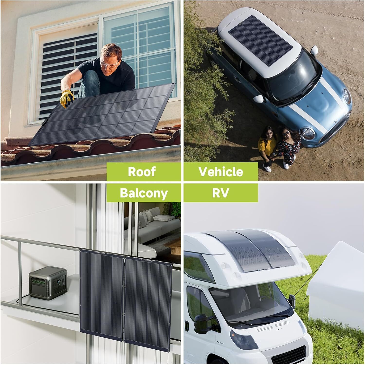 ALLPOWERS Flexible Solar Panel Charger 200W 32V IP68 Mono For Generator Outdoor