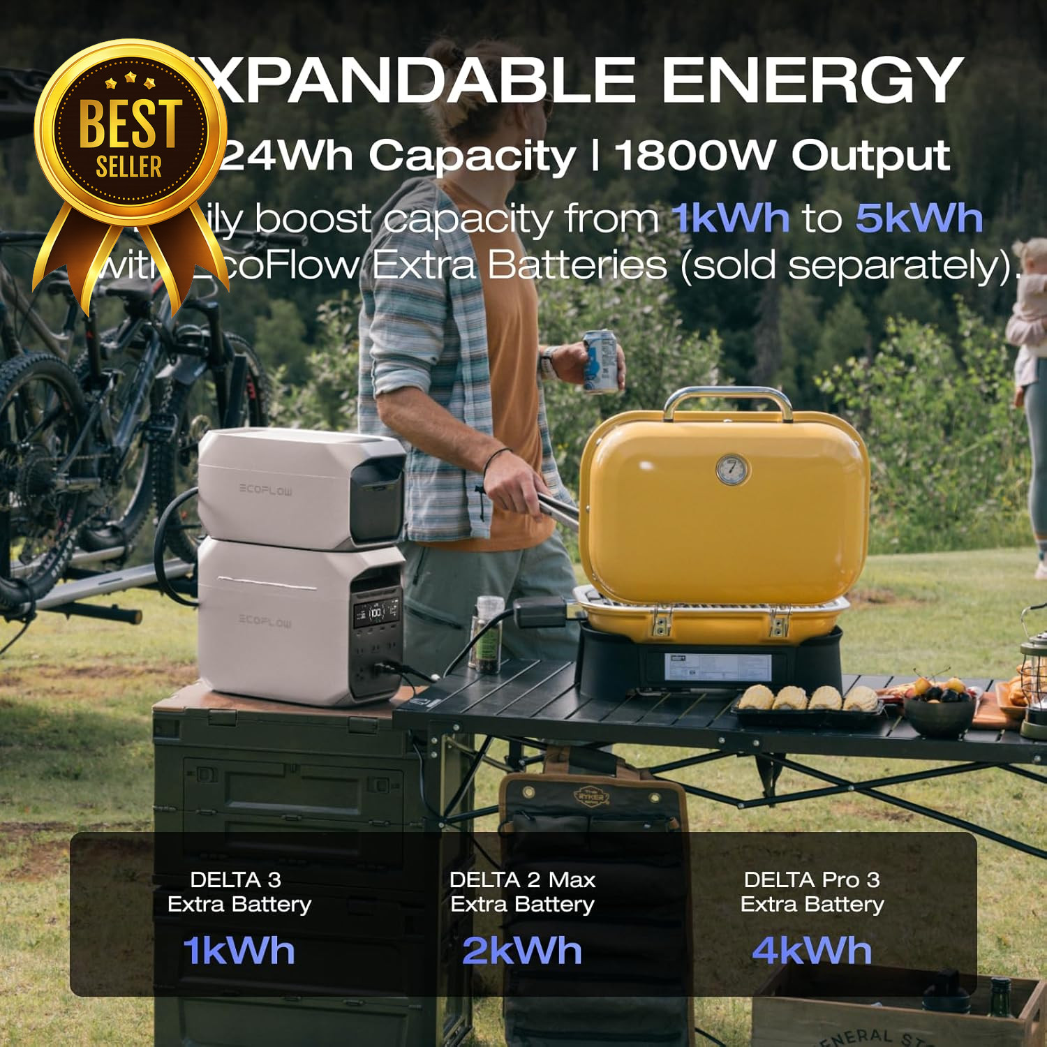 EF ECOFLOW DELTA 3 Plus 1024Wh LiFePO4 Portable Power Station 1800W