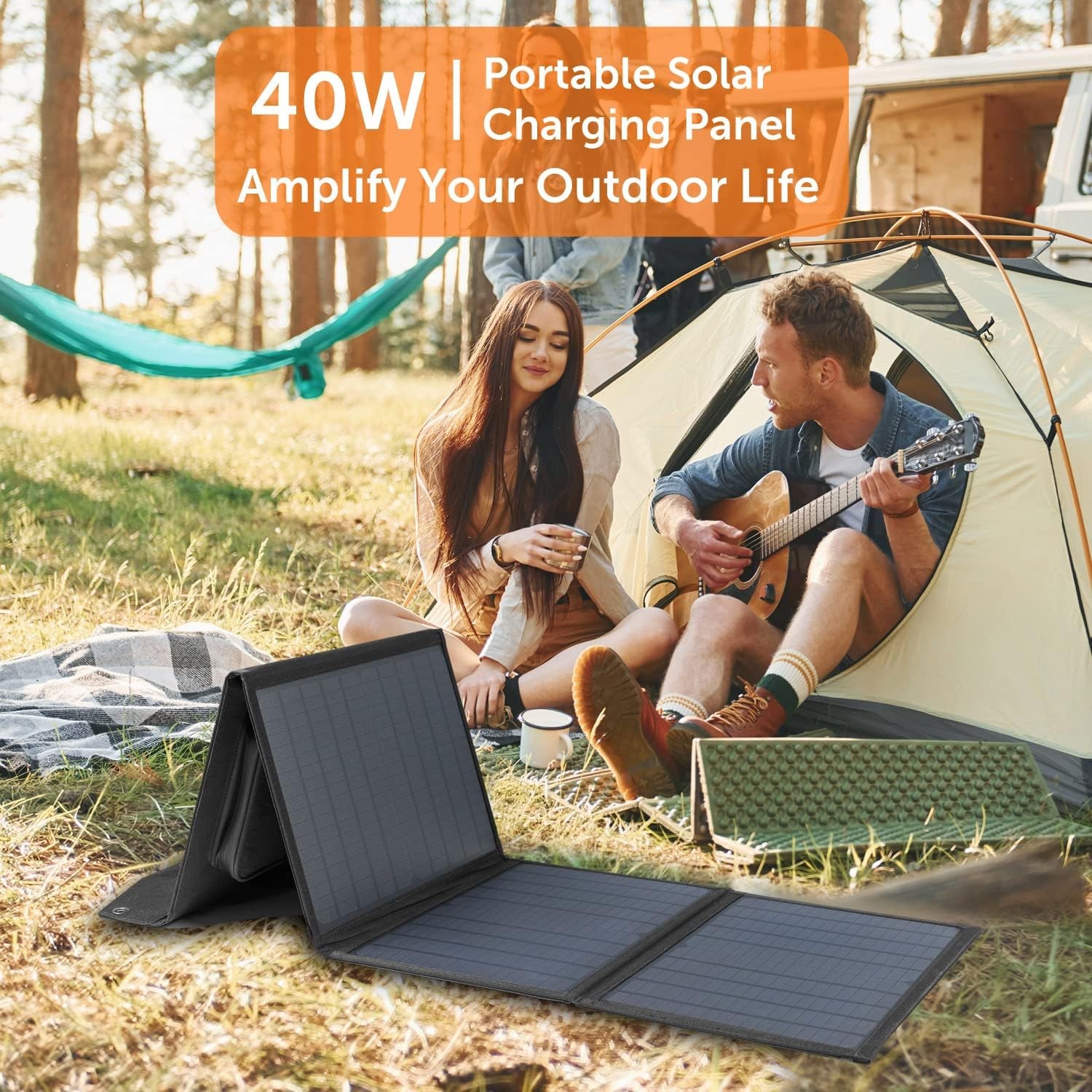 Alpha Digital SFZD-40 40W 18V Foldable Portable Solar Charging Panel – Black