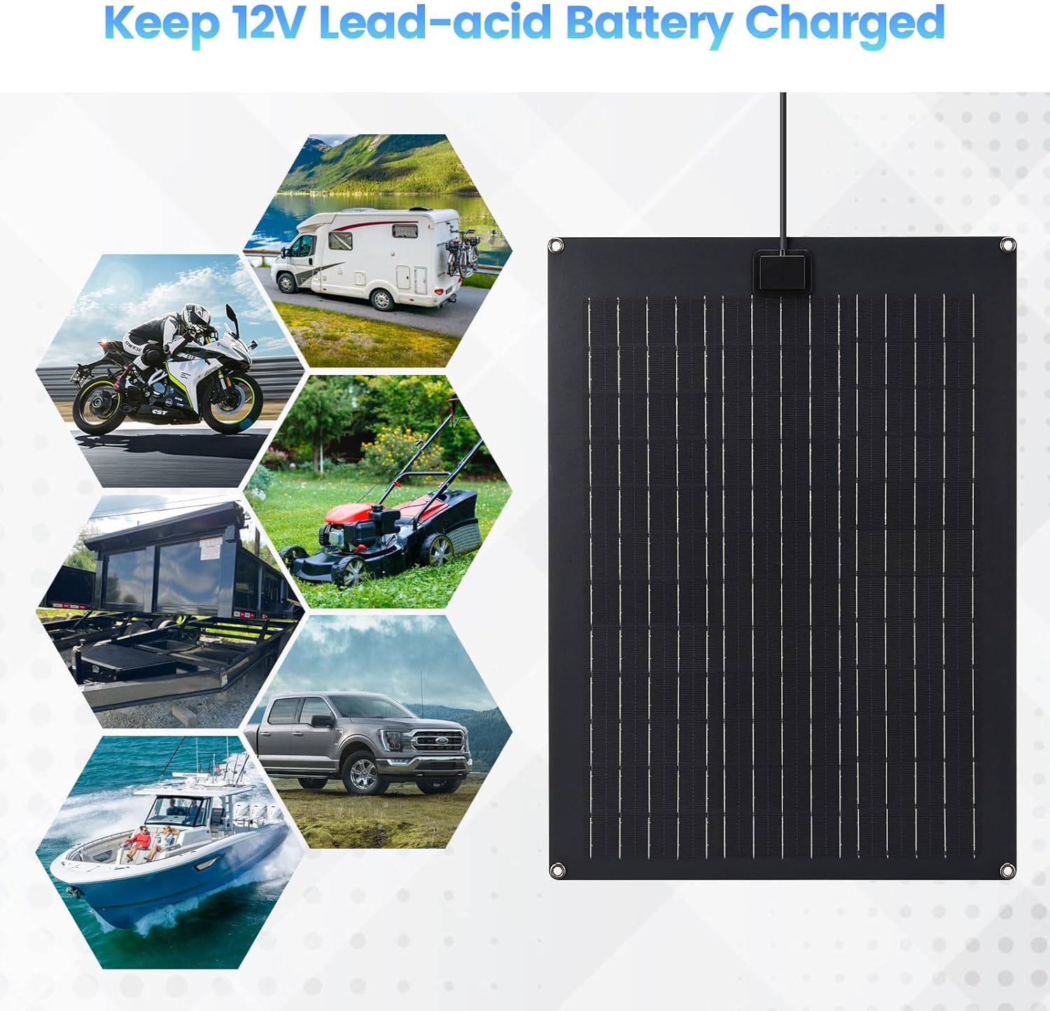 Solar Battery Charger Maintainer 20W Solar Panel Kit for Dump Trailer Built-In