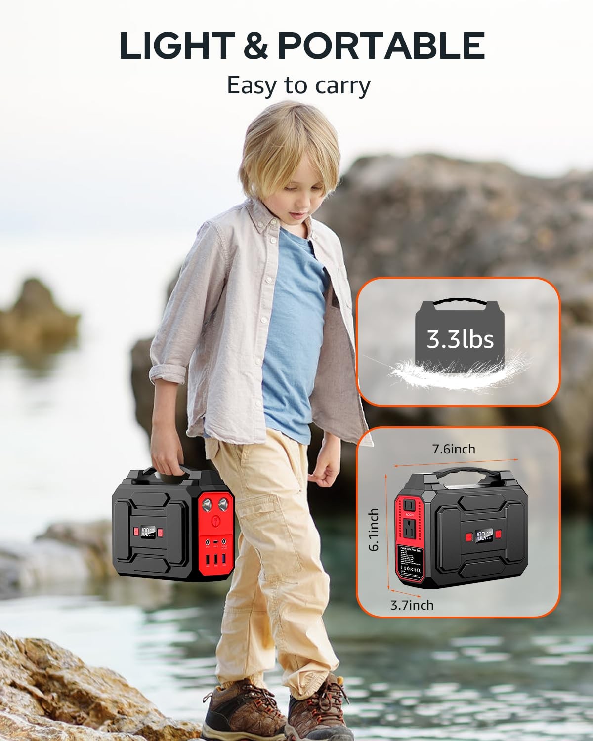 Portable Power Station Bank 146Wh 200W Peak(100W Rated), Solar Powered Power …